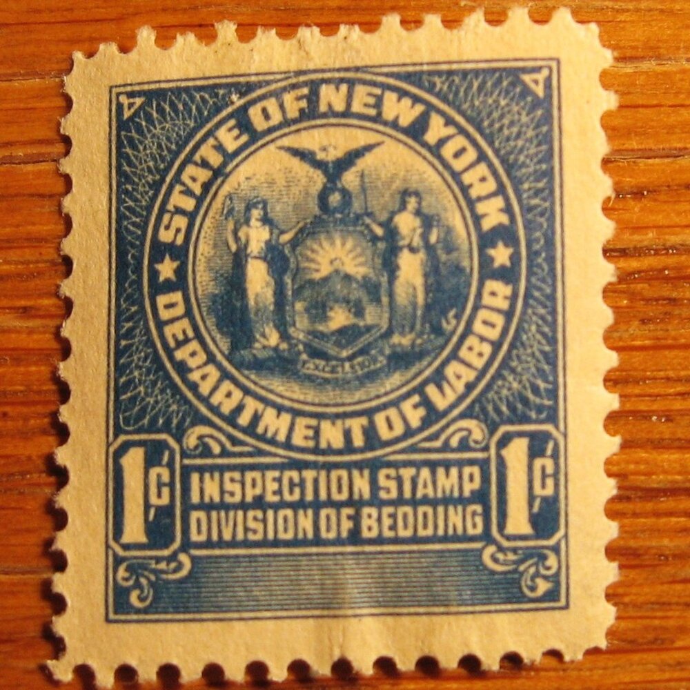 US Department of Labor State of New York Bedding 1 cent Stamp
